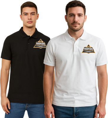 SHIRERAMEXPORTS Printed Men Polo Neck Blue T-Shirt