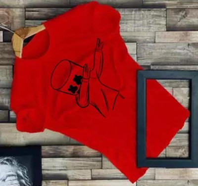 krishna traders Printed Men Round Neck Red T-Shirt