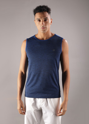 Force NXT Solid Men Round Neck Blue T-Shirt