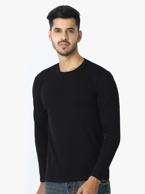 OrrganicChics Solid Men Round Neck Black T-Shirt
