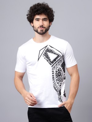 DIAZ Graphic Print Men Round Neck White, Black T-Shirt