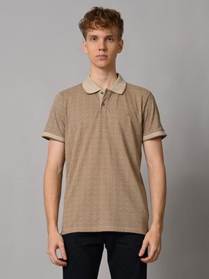 KILLER Printed Men Polo Neck Grey T-Shirt