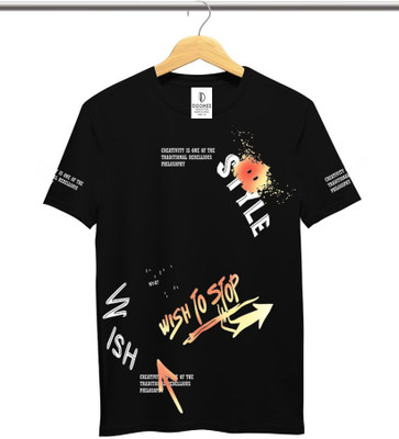 Doomee Printed Men Round Neck Black T-Shirt
