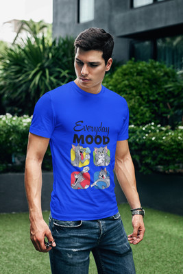 Clori Graphic Print Men Round Neck Blue T-Shirt