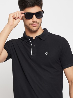 UNIBERRY Solid Men Polo Neck Black T-Shirt