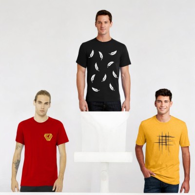 KIDDY STAR Graphic Print Men Round Neck Black, Red, Yellow T-Shirt