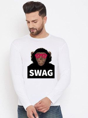 LV CARE Printed Men Round Neck White T-Shirt