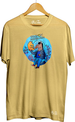 THE PRINT PLATTER Printed Men Round Neck Yellow T-Shirt