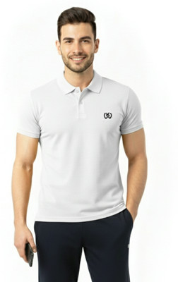 KWINGS Printed Men Polo Neck White T-Shirt