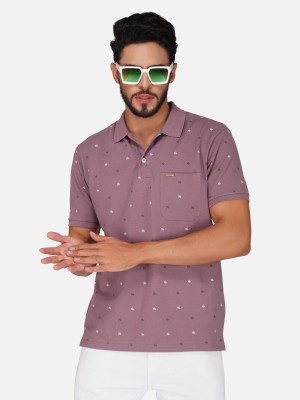 PRORIDERS Printed Men Polo Neck Pink T-Shirt