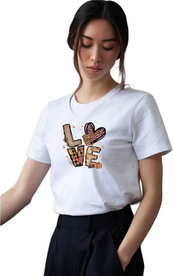 vesloo willow Self Design Women Round Neck White T-Shirt