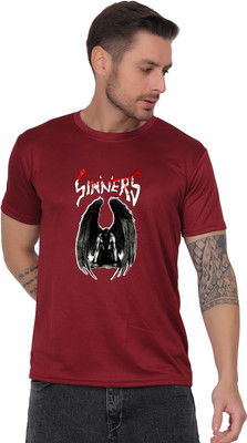ZAYOKI Graphic Print Men Round Neck Maroon T-Shirt