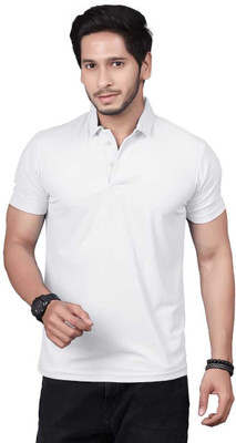 ELLNOCK Self Design Men Stylised Neck White T-Shirt