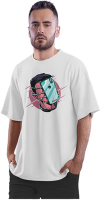 Trendy Samples Printed Men Round Neck White T-Shirt