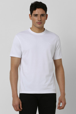 PETER ENGLAND Solid Men Crew Neck White T-Shirt