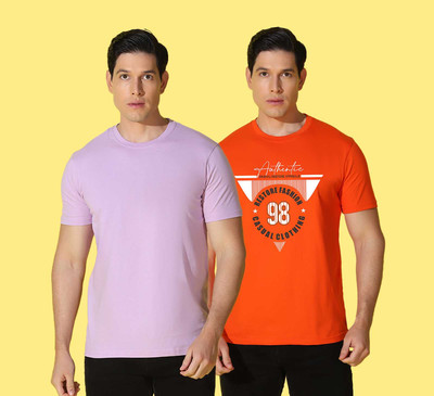 WOOSTRO Graphic Print, Solid Men Round Neck Multicolor T-Shirt