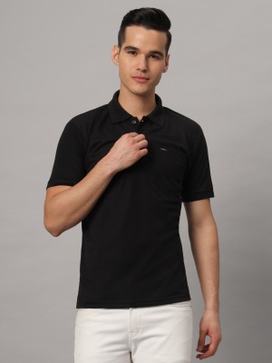 BLACK BLINK Solid Men Polo Neck Black T-Shirt