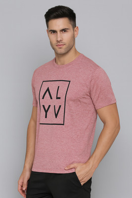 alyv Solid Men Round Neck Maroon T-Shirt