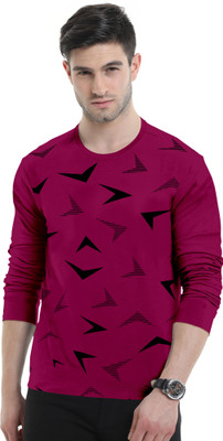 Triptee Printed Men Round Neck Maroon T-Shirt