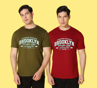 WOOSTRO Printed Men Round Neck Multicolor T-Shirt