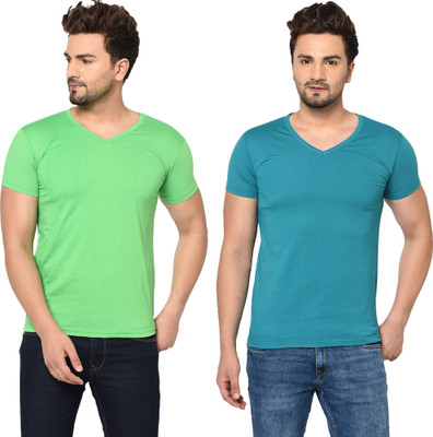 Adorbs Trend Solid Men V Neck Multicolor T-Shirt
