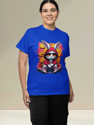 Clori Printed Women Round Neck Blue T-Shirt
