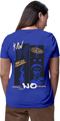 Fighterhero Printed Women Round Neck Blue T-Shirt