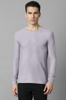 LOUIS PHILIPPE Striped Men Round Neck Purple T-Shirt