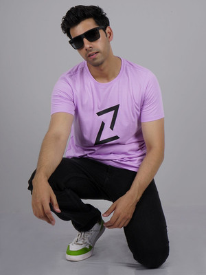 Arfila Printed Men Round Neck Purple T-Shirt