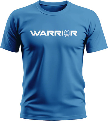 Warriorworld Printed Men Round Neck Blue T-Shirt