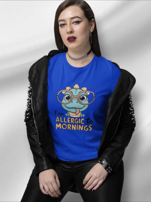 Clori Solid Women Round Neck Blue T-Shirt