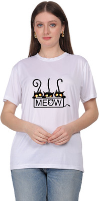 Zivatrader Self Design Women Round Neck White T-Shirt