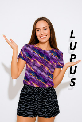 LUPUS Printed Women Round Neck Blue T-Shirt