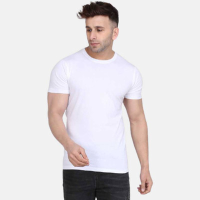 GP GARMENTS Solid Men Round Neck White T-Shirt