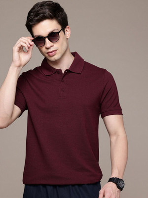 Moda Rapido Solid Men Polo Neck Maroon T-Shirt