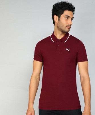 PUMA Solid Men Polo Neck Red T-Shirt
