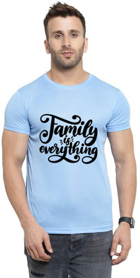 LuvCare Printed Men Round Neck Blue T-Shirt