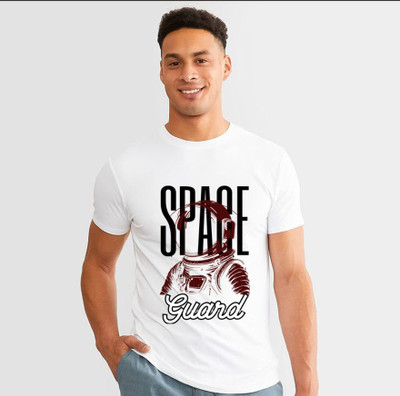 radhufashion Printed Men Round Neck White T-Shirt