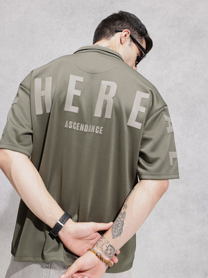 WROGN Printed Men Polo Neck Green T-Shirt