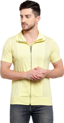 Adorbs Trend Solid Men Polo Neck Yellow T-Shirt