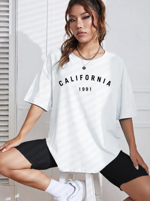 BEING WANTED Printed Women Round Neck White T-Shirt