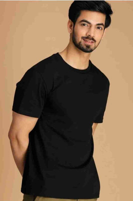Trendtee Solid Men Round Neck Black T-Shirt