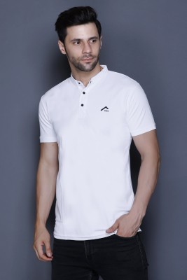 MELLOWMEN Solid Men Polo Neck White T-Shirt