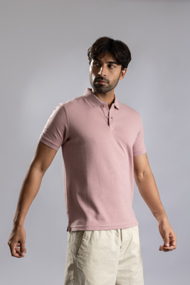 Oneway Solid Men Polo Neck Purple T-Shirt