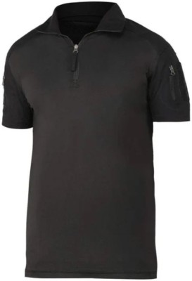 DELTATAC Solid Men Round Neck Black T-Shirt