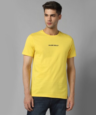 Allen Solly Solid Men Round Neck Yellow T-Shirt