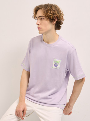 THE BEAR HOUSE Printed Men Round Neck Purple T-Shirt