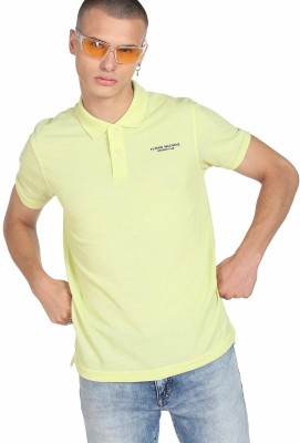 FLYING MACHINE Solid Men Polo Neck Green T-Shirt