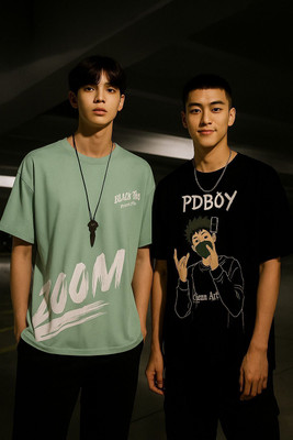 TEE TREE Superhero Men Round Neck Light Green, Black T-Shirt