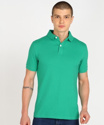 PROVOGUE Solid Men Polo Neck Green T-Shirt